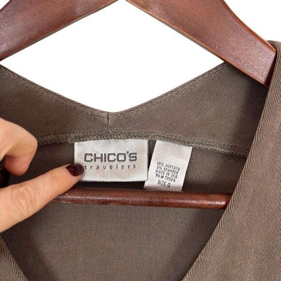 Chico's Travelers Taupe V-Neck Micro-Ribbed Tank Top Women's Small 0 - Picture 3 of 3